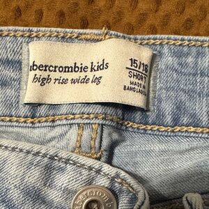 abercrombie kids light blue high-rise wide-leg jeans